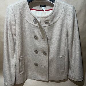 J. Crew Women's Cream Double-Breasted Short Pea Coat